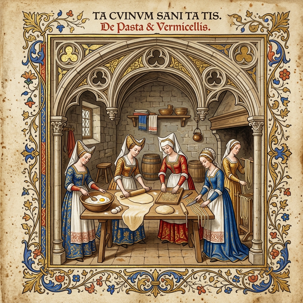 Tacuinum Sanitatis - Making Noodles (Tria)